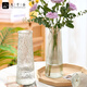 Jiuqiangu vase glass flowers carnation rose rich bamboo vase decorative ornaments vertical pattern transparent height 30cm2349