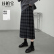 Cypress Plaid Skirt 2025 Autumn New Women's High Waist Slim Slit Midi Skirt