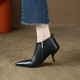 Asacho Spring and Automne New Women's Both Boots Cow Hide pointu pointu à talons minces Bottes nues hautes Bottes à talons hauts Bottes de la mode Fashion Boots Slim Boots Single Boots Black 34