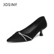 Zhuosini tacones altos para mujeres en 2025 primavera y otoño Nuevos imitadores elegantes franceses con falda temperamento en el lugar de trabajo puntiagudos con el dedo del borde del dedo del pie Black 37