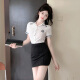 Yi Jingxuan (YIJINGXUAN) KTV private room princess suit casual club foot massage foot bath female technician work clothes hip skirt professional suit nightclub 6172# white short-sleeved shirt + black hip skirt M 95-105Jin[Jin equals 0.5 kg]