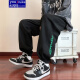 
You Ruike Fat Brother 5XL Fat Boy 230Jin [Jin equals 0.5 kg] Letter embroidered waffle pants for men's summer thin American large-size trendy brand loose straight wide-leg casual trousers trendy fat man K1049 black 4XL 190Jin [Jin equals 0.5 kg] to 210Jin [Jin equals 0.5 kg] can be worn