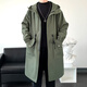 Lovren thickened cotton autumn and winter over-the-knee windbreaker men's cloak hooded fat loose coat mid-length handsome coat trendy brand black regular thickness 3XL (suitable for 175-210Jin Jin equals 0.5 kg)