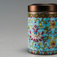 Rongshantang enamel ceramic tea can outdoor metal lid sealed can storage bucket travel portable tea can Baoxianghua enamel tea can-blue bottom mini style