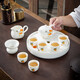 Yuanshe mutton fat jade porcelain tea tray household small white porcelain simple Japanese style dry brewing tea set kung fu tea set white porcelain persimmon dry brewing tray default 1