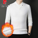 Pierre cardin winter thickened imitation mink sweater new style youth men pullover fashionable warm embroidered cross-collar sweater black 4XL 190