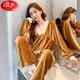 
LangSha light luxury princess style pajamas for women long-sleeved spring, autumn and winter new style gold velvet thickened lace lace home clothing set HT#9923 Strawberry M [75-95Jin [Jin equals 0.5 kg]]