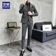 ROMON Groom's Suit Men's Business Professional Formal Wedding Dress Casual British Style Slim Suit Men's Medium Gray 2-piece Suit + Pants + Shirt + XL 123-134Jin Jin equals 0.5 kg Wear