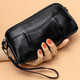 Grozd genuine first-layer cowhide mother's handbag women's clutch long wallet clutch bag zipper mobile phone bag black (handbag style-wrist strap)