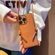 Anwendbar für Apple 15 Promax Mobile Hülle Crossbody Gurt iPhone 15 Soft Leder 15pro Anti-Fall-Schutzhülle [Sinnliche Braun + Crossbody-Kartenbeutel] Apple 15 [fertiges Produkt]