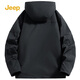 Jeep (JEEP) assault jacket for men and women, three-in-one two-piece set, warm, windproof and velvet jacket, Phantom Black L