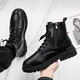 Xier Martin Boots Männer Neue High-Top British Style-Arbeitsstiefel Trendy Retro Lederstiefel dicke Motorradstiefel Männer schwarz 43