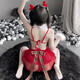 Manyan Red Christmas Set Female Sexy Uniform Clothes Women's Clothes Seduction Pure Pajamas Fat mm Bed 9858 Red Three Points + Cloak + Hand Sleeves *2 + Leg Rings + High-end Women's Battle Robe New Year Stimulating Small Boobs