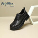 Goldlion men's leather shoes business retro thick sole heightening derby shoes G508430463AAA black 41