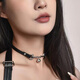 Beautiful fashion personality with trendy leather 2k choker necklace light luxury women's neck strap clavicle chain niche bell collar silver buckle bell collar 1 piece