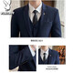 
Playboy [high-end] suit men's suit men's slim business casual formal suit men's best groom groom dress jacket black double button suit + vest + shirt + big gift bag XL