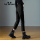 
Xujiang jeans for women in spring and autumn new high-waist loose slimming elastic cigarette pants commuting versatile plus velvet casual pants for women apricot plus velvet 13588 size 30 (2 feet 3)