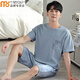 Modal pajamas men's new summer cotton pullover simple comfortable light luxury feeling solid color cool feeling can be worn outside home clothing set ZY9761 men-XXXL