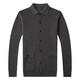 Hengyuanxiang lapel sweater men's cardigan jacket solid color sweater men's autumn and winter sweater top single-breasted button sweater grey XL 175