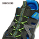 Skechers new summer children's shoes, men's fashionable fisherman shoes, toe-cap sandals, children's beach shoes, lightweight and breathable, black/blue/lemon/BBLM size 28.5