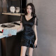 Zhidou Dou Foot Bath Spa Arbeitskleidung High-End-Atmosphäre sexy Techniker Kleid für Frauen Deep V Kleid Fußmassage Hüfte 3897 Schwarz S empfohlen 80-95 Jin [Jin ist gleich 0,5 kg]