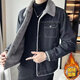 Changden winter velvet denim jacket men's new trendy versatile handsome thickened warm middle-aged casual work jacket for men gray velvet 8806 XL