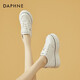 达芙妮（DAPHNE）帆布鞋女休闲饼干鞋黑白格子厚底增高鞋子新款学生百搭春款 1048款米色 38 (240mm) 标准码