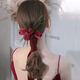 Haiyiduo Velvet Flower Bride Suit Bud Temperamento simple Vestido de novia Accesorios para el cabello Rojo Ropa Tosta Tatal Tatal de la nueces Velvet de terciopelo Flor roja [Diadema + cuatro 8 flores]
