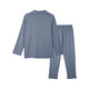 Fenton Couple Pure Cotton Pajamas Women's Simple Lapel Solid Color Long Sleeve Men's Home Clothes Set Gray Blue (Male) XL