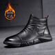 Z.R.Zoro Light Luxury Brand Martin Boots Men's Autumn and Winter Leather Boots Short Boots High Top Capital Cothon Algody Winter Plus Shoes de algodón de terciopelo Botas de cuero Negro 41