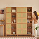 Green hair solid wood bookcase combination rattan sliding door bookcase bookcase study furniture display cabinet beech wood color 5 sliding doors 2x5 (674*320*1858mm)