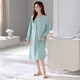 clolv kiss nightgown with chest pad for women new spring and autumn pure cotton long-sleeved dress pajamas women can wear home clothes outside in autumn 672 wave green (with chest pad) XL [165-170cm/120-145Jin[Jin equals 0.5 kg]]