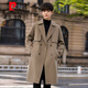Pier Cardin Cardin haut de gamme en laine de laine de gamme pour manteau en laine double face pour hommes en milieu d'hiver épaissis épaissie britannique sur le genou noir l 175