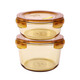 Création de billetterie à lunch en verre résistant à la chaleur Boîte à lunch micro-ondes Boîte à lunch fraîche Rangement de rangement Boîte à lunch Boîte à lunch Amber couleur High-Rise Circle 1500 + Round 1050ml