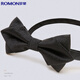 Romon Men's Bow Tie Wedding Groomsman Best Man Formal Shirt Black Double-layer Bow Tie Black Gift Box