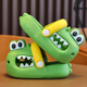 Gesufan children's slippers summer new small dinosaur cartoon non-slip soft bottom children's indoor home boys' children's slippers green 26/27 inner length 17 suitable for feet 16 cm long