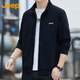 JEEP Jeep sweatshirt men's autumn and winter casual cardigan jacket men's loose stand-up collar clothing men's black 2XL