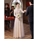 Maxbeth champagne color bridal toast dress 2025 new autumn Chinese style engagement cheongsam evening dress evening dress host champagne color L