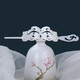 Peerless Love Ancient Style Hanfu Accessories Unisex Hairpin Crane Simple Hair Crown Hairpin Ancient Costume Hair Accessories Coiled Hair Headdress - Plain White Hairpin Crown-A-Yellow Blue Ribbon