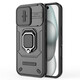 Dr. Zhan is suitable for Apple 13 mobile phone case Apple 13promax new Apple 13pro lens sliding cover push window design anti-fall protection case car magnetic ring support shell trend Apple 13 cool black [lens push window design, ring support model]