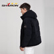 Sherlock Down Jacke Herren Kurzer loser Herbst- und Winterjacke mit Kapuze modischer und vielseitiger Sport und lässig 12605 Moderne Black 2xl