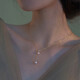Xiaomeng double pendant freshwater pearl necklace young girl natural two beads clavicle chain y-shaped can be pulled and adjusted