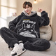 Femaibo Pajamas Men's Coral Velvet Otoño e Invierno Estilo espesado más Velvet 2024 Nuevo adolescente de franela Invierno Hogar 9922# Spot Velvet de coral espesado M Código pequeño 150-160C 80-100Jin [Jin equivale a 0.5 kg]
