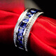 Dunzhu Tanzanite Ring YANOR Sapphire Men's Single Row Diamond Imitation 925 Silver Platinum Plated Moissanite Diamond Ring Trendy Men's Spot No. 19 Circle Wide Version Blue