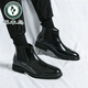Holzspecker Britisch-Brock Herren High-Top-Lederschuhe Herbst und Winter Neue spitze Zehenhülle Höhe Erhöhen Sie 6 cm8 Trendy Chelsea Short Stiefel M841-4 Black 40 Standard Lederschuhgröße