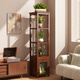 Mrs. Nine Bamboo Flower Stand Floor-standing Flower Stand Balcony Shelf Living Room Decoration Indoor Solid Wood Pothos Succulent Flower Pot Stand T6 Brown Two-story Height 85CM