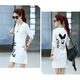Zhidoudou Plus Velvet 2022 Frühling Neues Frauen-Top Koreaner schlanker runder Hals Langarm T-Shirt mit mittlerer Länge Basishemd für Frauen 6627 Schwarzer Sder Spring und Herbst ohne Samt M 75-100jin [Jin gleich 0,5 kg]