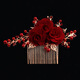 Rongxia toast attire bridal hair comb headdress crystal white flower imitation pearl handmade red hair plug wedding comb accessories red hair comb