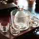 Katav Japanese-style sake pot set hammered glass cup sake cup yellow wine cup wine warmer white wine small cup red wine wine set wine divider yellow wine cup jug Japanese-style sake pot 1 pot 4 cups + wine warmer set (gold pattern)