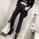 依慕琪欧洲站202秋冬新款胖m高腰牛仔裤女显瘦烟筒裤烟管裤九分裤 693后纽扣裤子高弹力春秋款 S  8095斤